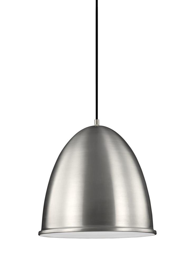 Hudson Street 1 -Light Satin Aluminum Transitional Bell Medium Hanging Pendant light