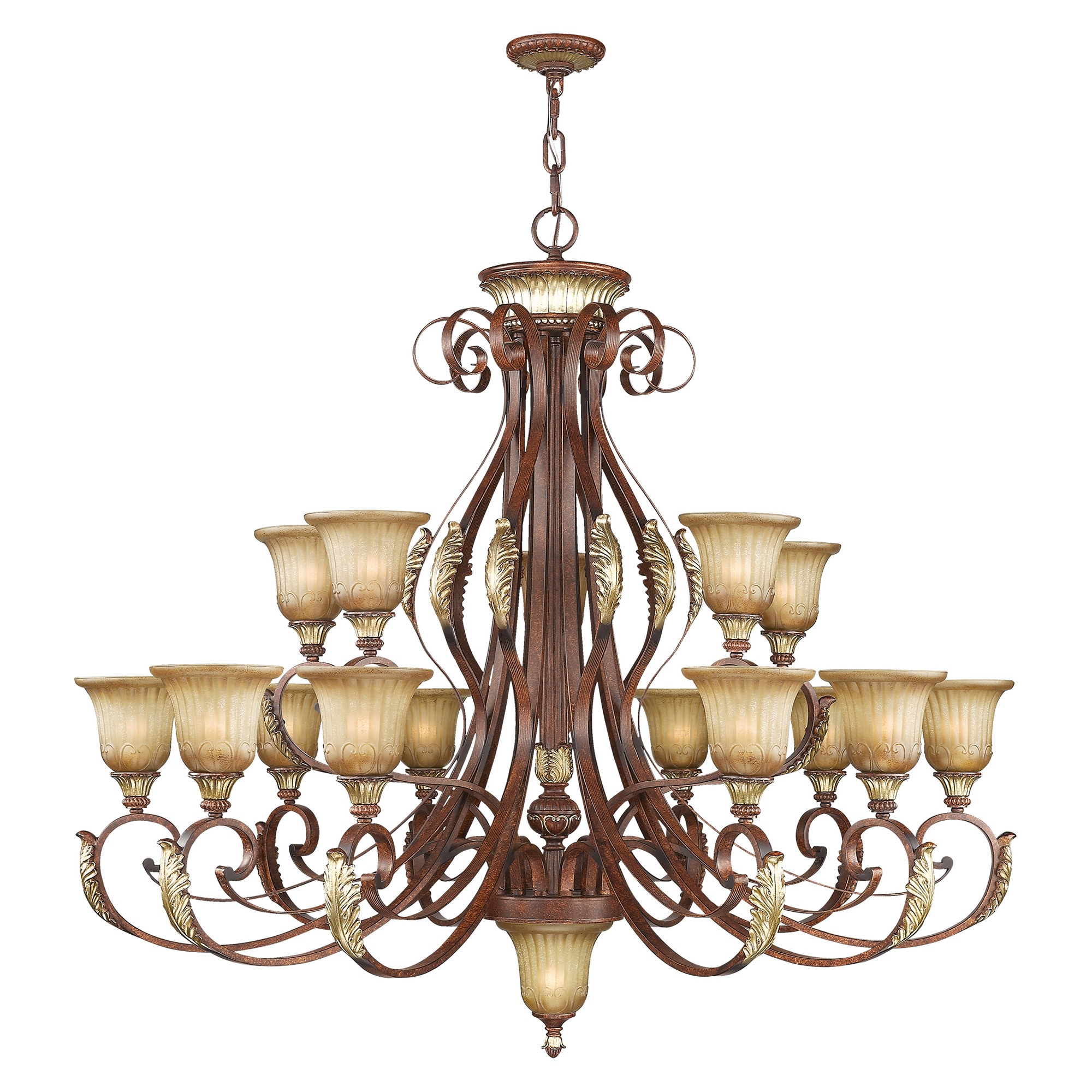 Villa Verona 16 -Light Antique Bronze Traditional For Use in Bathrooms, Bedrooms, Dining Rooms, Foyers, Kitchens, Living Rooms Chandelier