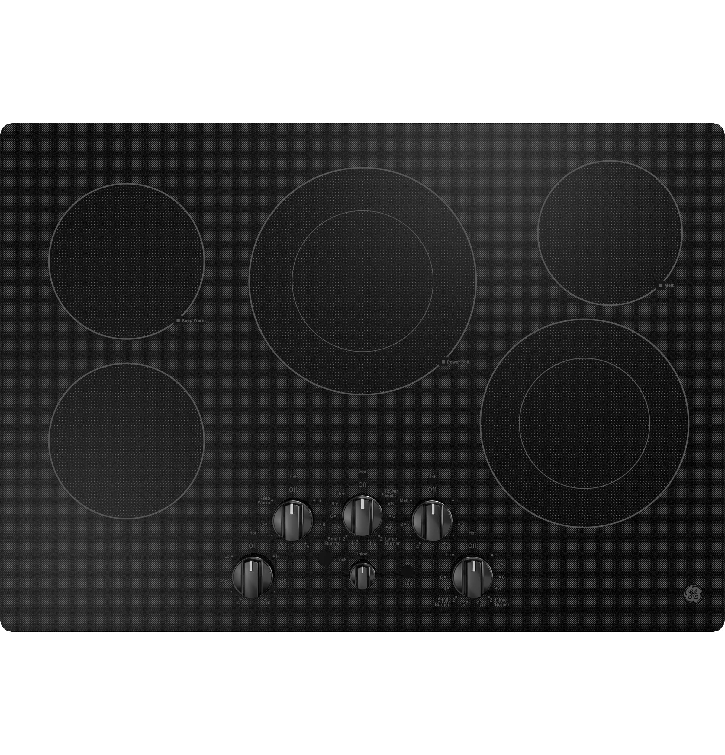 30-in 5 burners Smooth surface Black Electric Cooktop