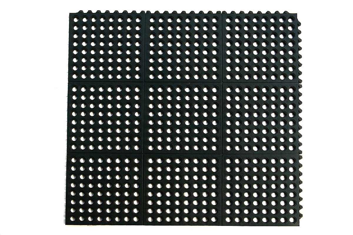 36-in x 36-in Interlocking Black Rubber Non-Slip Grip Indoor or outdoor Utility Mat