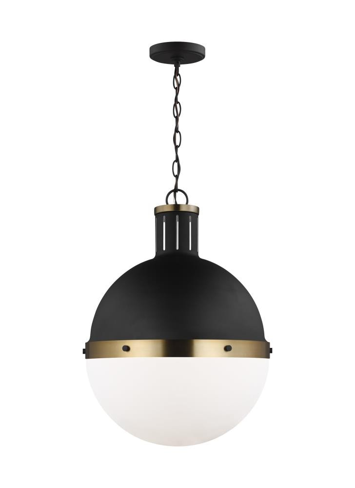 Hanks 1 -Light Midnight Black Transitional White glass Globe Large Hanging Pendant light