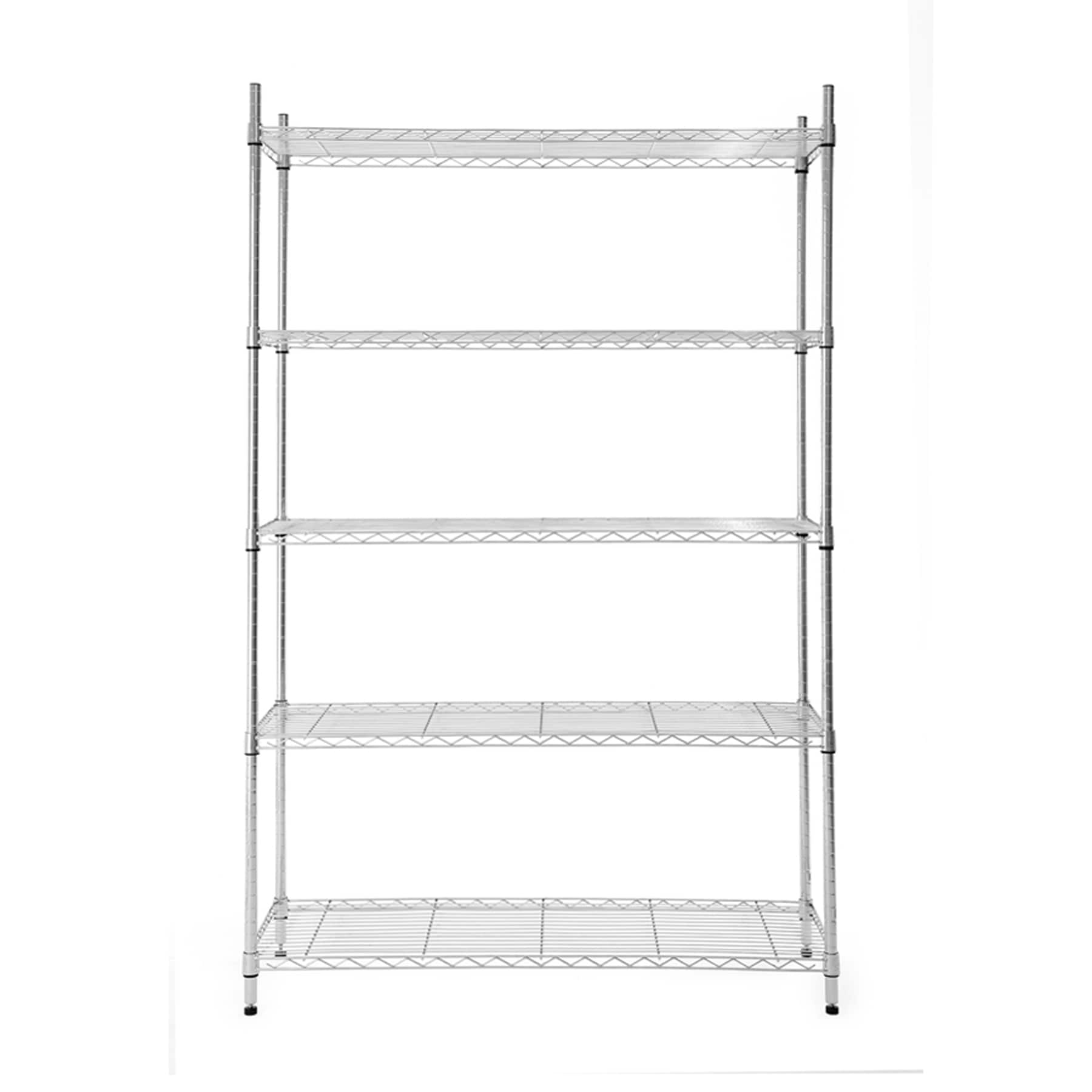 5 -Tier Chrome Metal Utility shelving unit with Wire Shelves ( 47.7-in W x 18-in D x 72-in H )