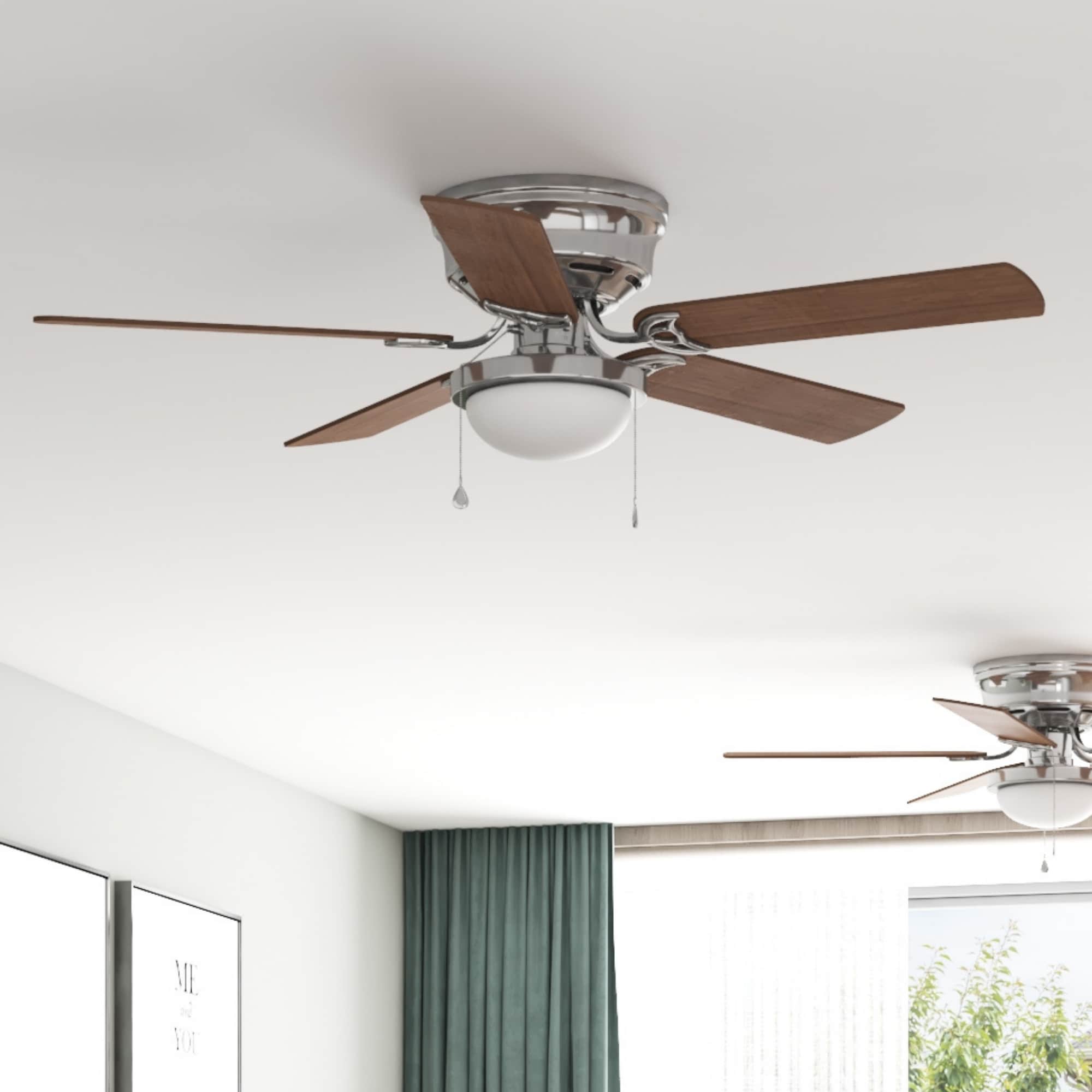 Armitage 52-in Brushed Nickel with Toffee/cocoa Blades Flush Mount Ceiling Fan With Light 5 -Blade