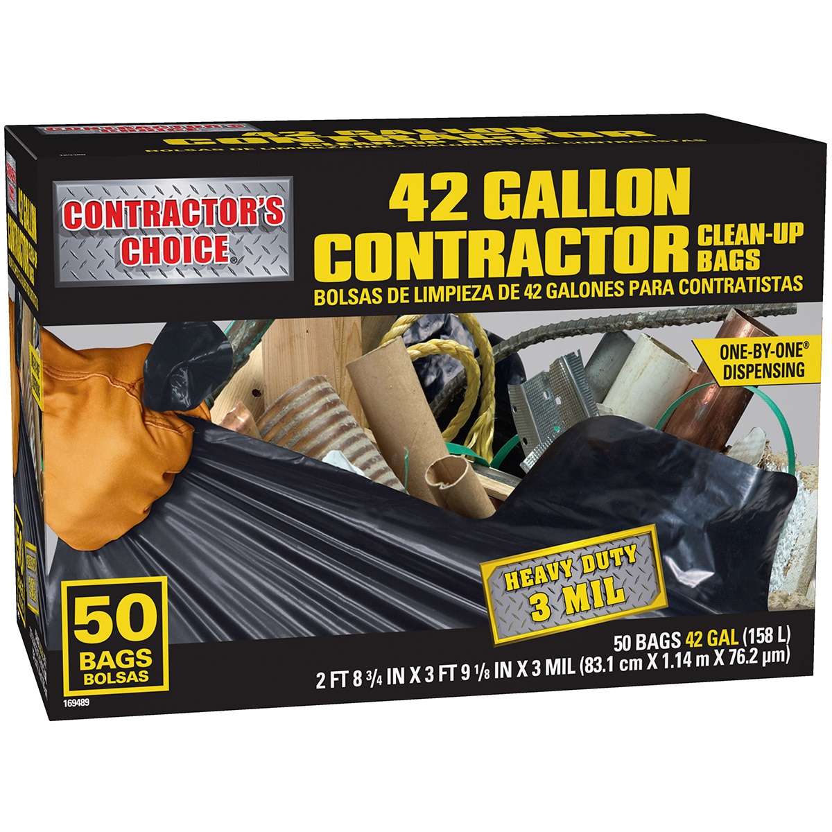 Contractor 42-Gallon Scent free Black Outdoor Plastic Construction Flap Tie Trash Bag 50 -Count