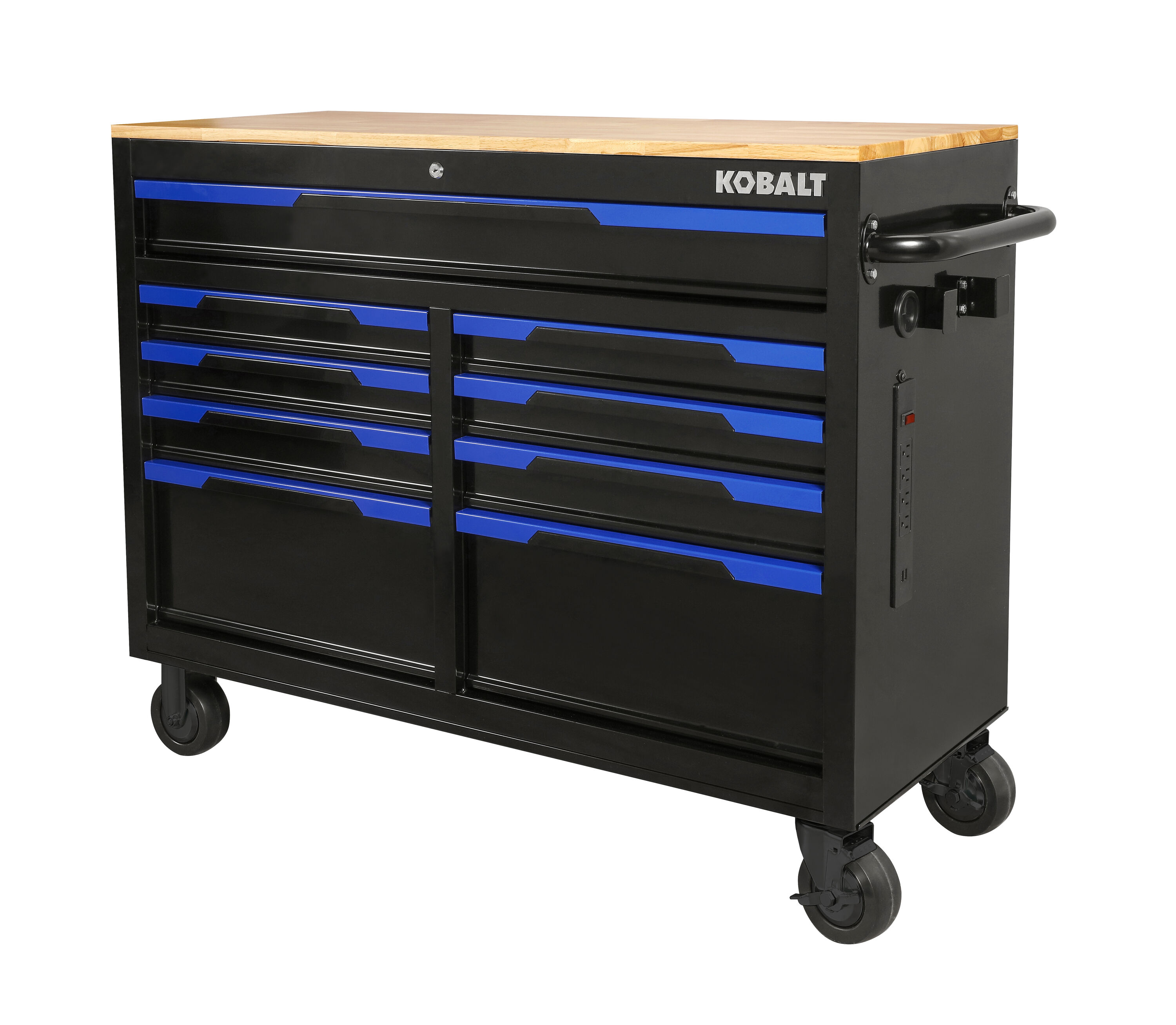 46.1-in L x 37.2-in H 9 -Drawers Rolling Black Wood Work Bench