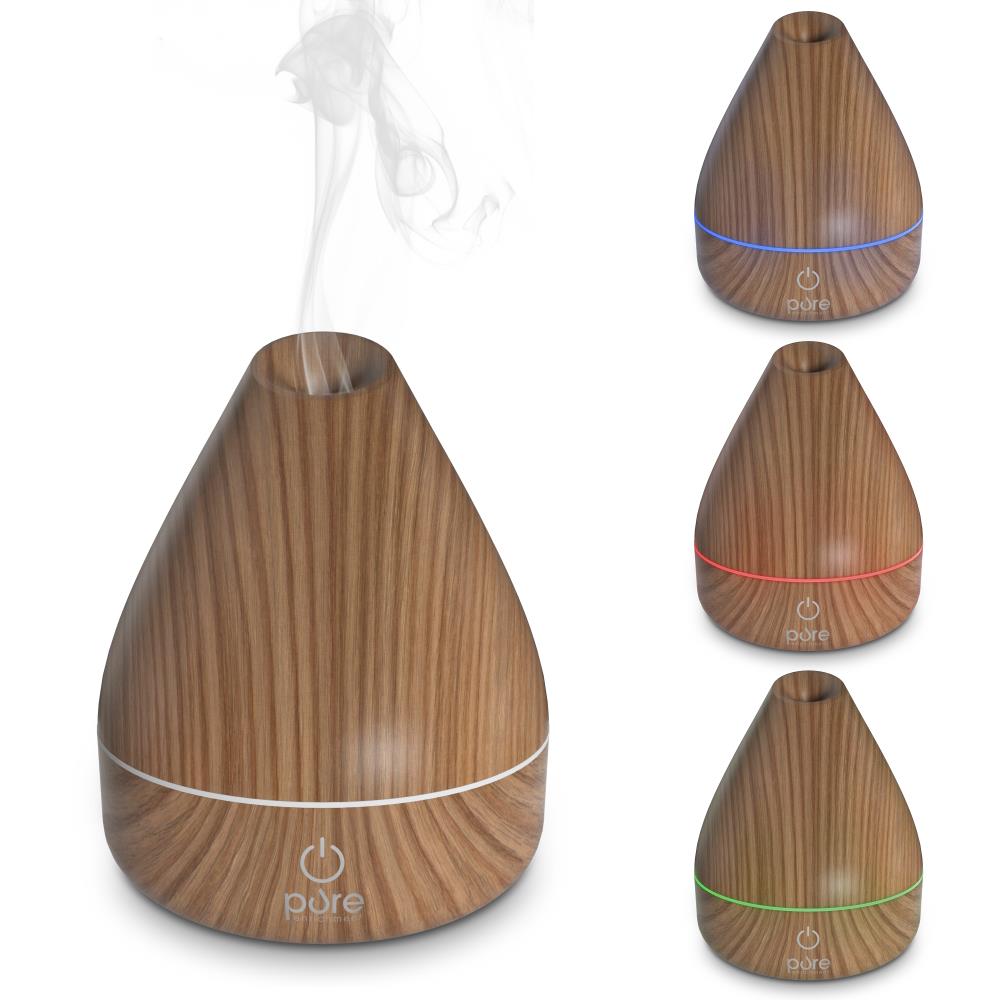 Pure Enrichment PureSpa Natural Essential Oil Diffuser Evaporative Small Room Tabletop Humidifier - Brown #PESPAWD-N