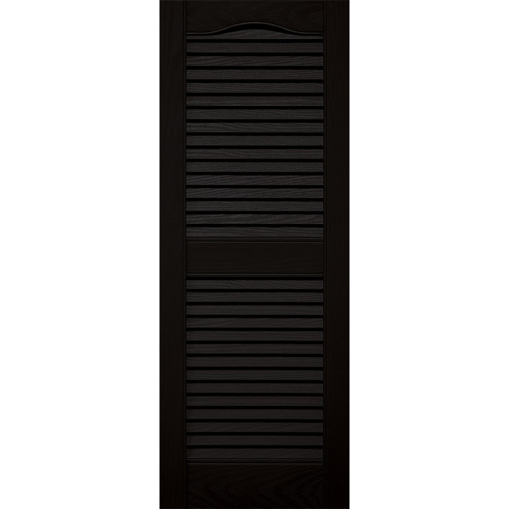 14.53-in W x 38.88-in H Black Louvered Exterior Shutters ( 2 -Pack )